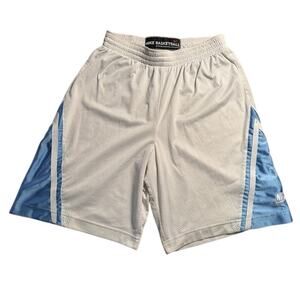 Vintage Y2K Nike Basketball Shorts Men's Medium White Blue Shinny Dazzle Baggy